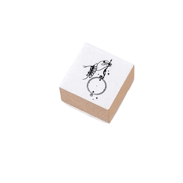 Aesthetic Hand Wood Stamp - Hand & Circle - PaperWrld