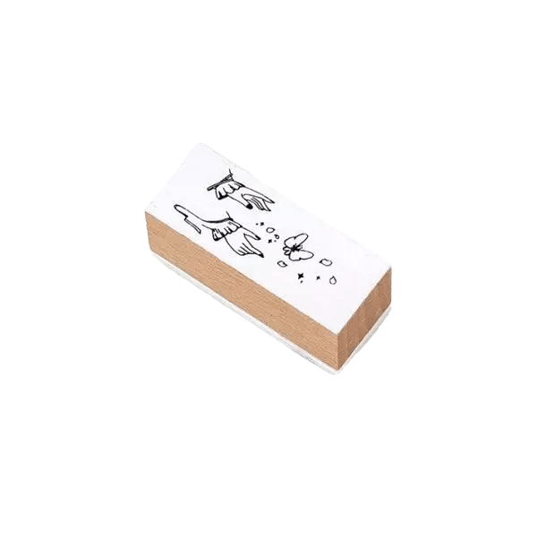 Aesthetic Hand Wood Stamp - Hand & Butterfly - PaperWrld