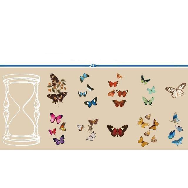 Transparent Decorative Stickers Flowers Plant - Butterflies - PaperWrld