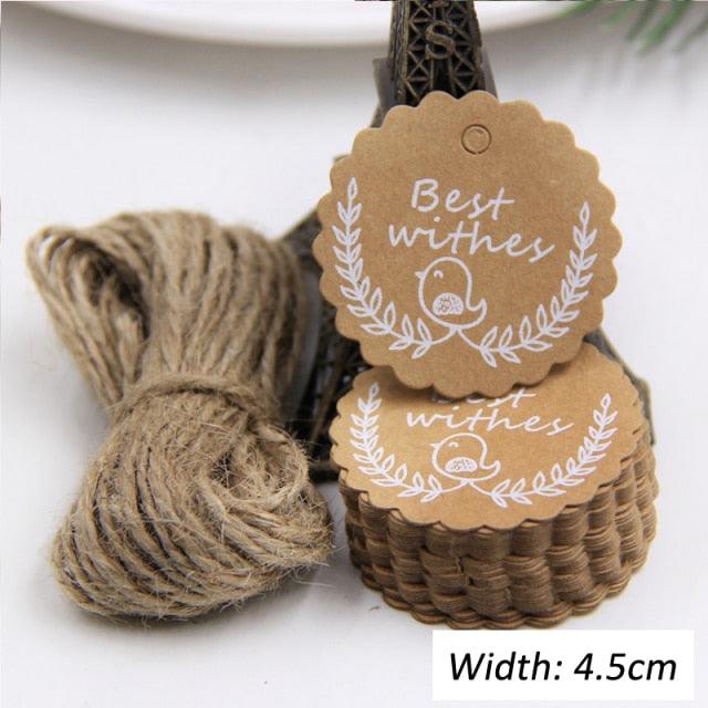 50PCS Kraft Paper Thank You Tags - Best Wishes Tag - PaperWrld