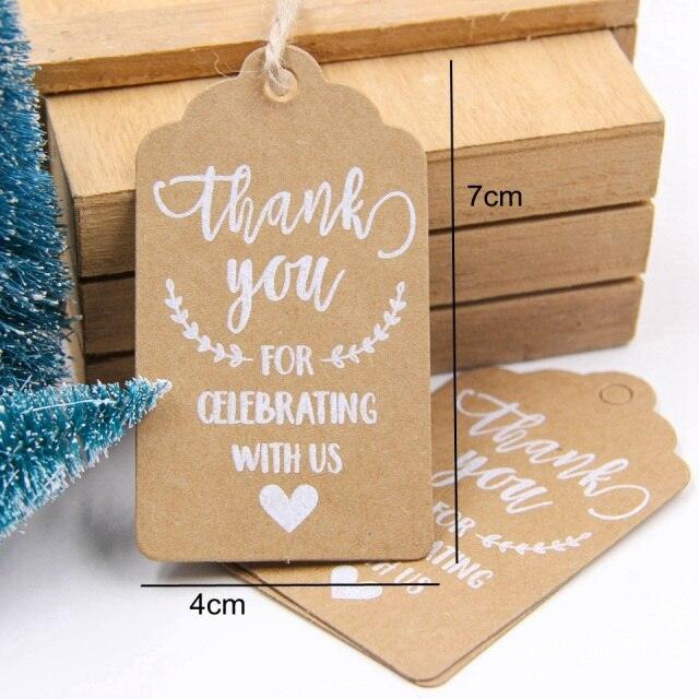 50pcs Thank You For Celebrating with Us Tags Gift Bags Boxes Hang