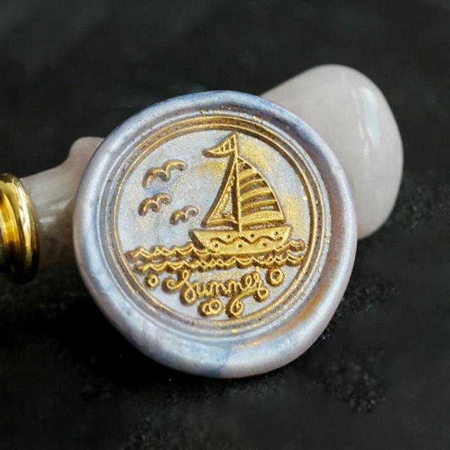 Wax Seal Head in Nature-Inspired Designs - Sailboat - PaperWrld