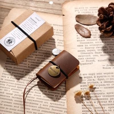 Handmade Genuine Leather Mini Notebook - Brown - PaperWrld