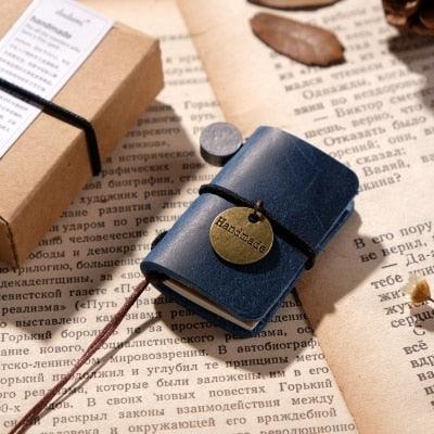 Handmade Genuine Leather Mini Notebook - Blue - PaperWrld