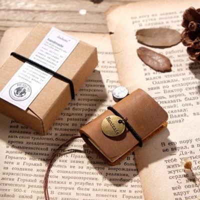 Handmade Genuine Leather Mini Notebook - Light Brown - PaperWrld