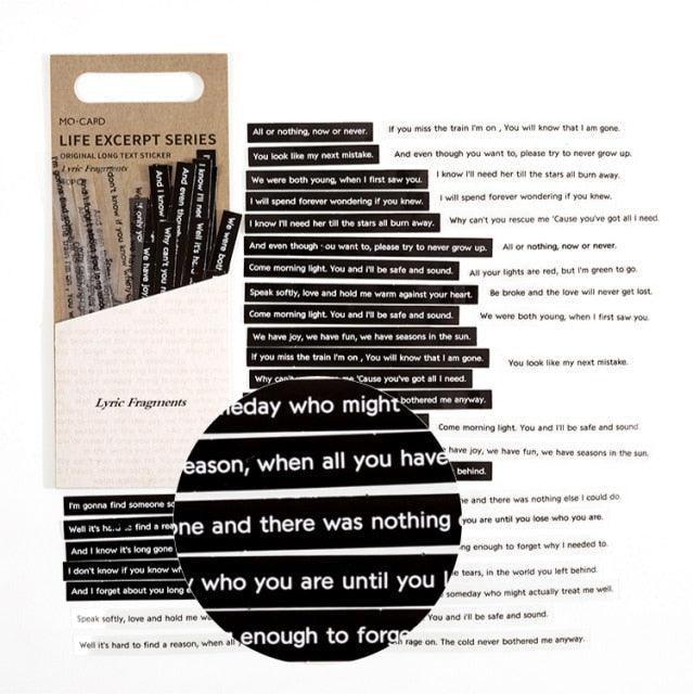 Stripe Stickers Life Pack - Lyric Fragments - PaperWrld