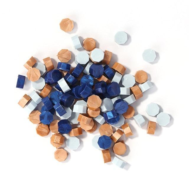 Octagonal Mixing Color Sealing Wax - Blue|Sky Blue|Light Brown - PaperWrld