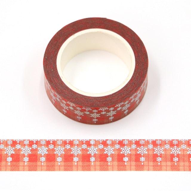 1PC Merry Christmas Washi Tape - Red Snowflakes - PaperWrld