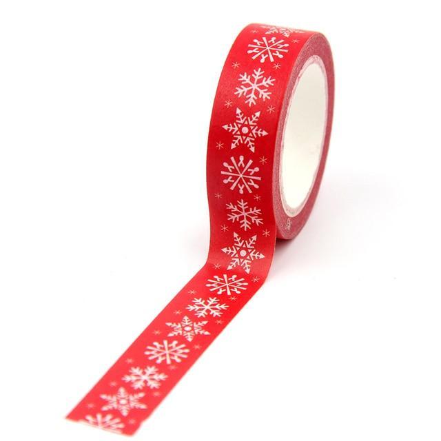 1PC 10M Decorative White Christmas Tree on Red Washi Tape for