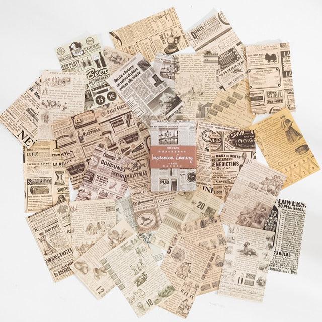 60 Pcs Vintage Paper Mini Sheets - Newspaper - PaperWrld