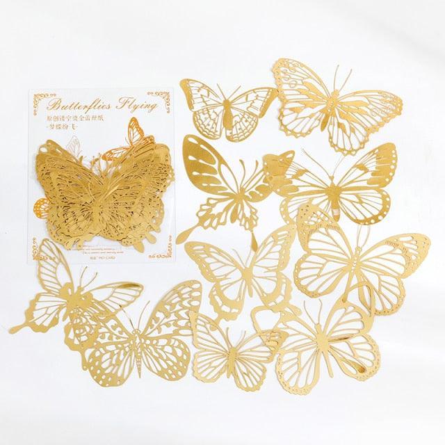 Bronzing Lace Decoration Paper - Butterflies Flying - PaperWrld