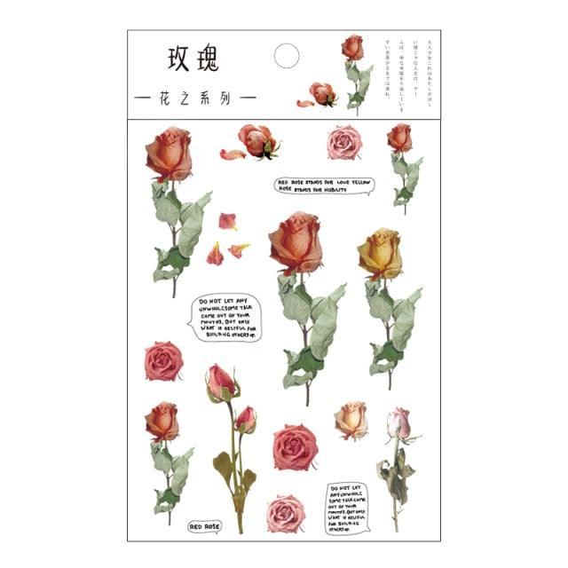 Transparent Stickers Flowers - Rose - PaperWrld