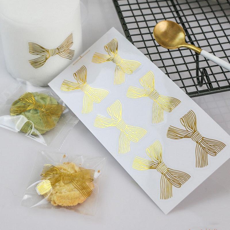 Golden Big Bow Stickers - PaperWrld