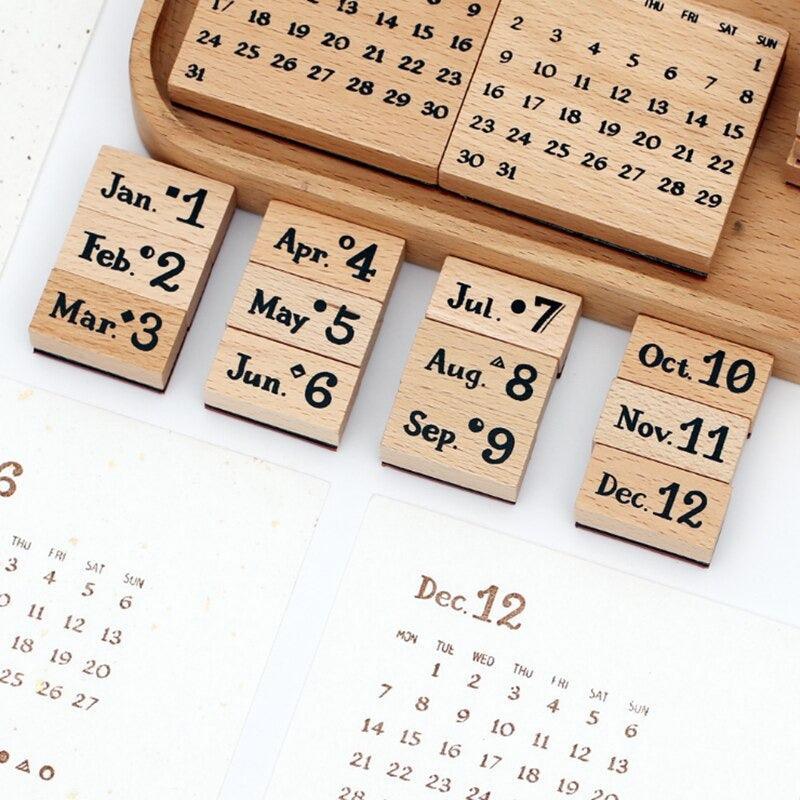 Calendar Wooden Stamps - Perpetual Calendar set - PaperWrld