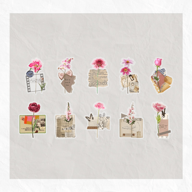 Vintage Spring Floral Stickers - D - PaperWrld